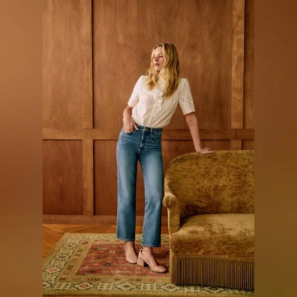 NWT! Sezane L’Iconique Droit Trousers in Denim Size 38/6 - Picture 1 of 10